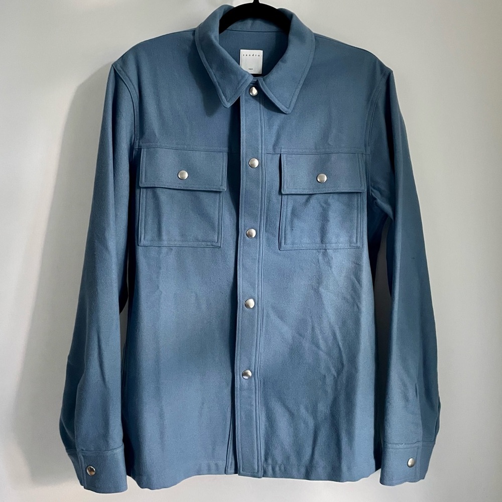 Sandro Blue Shirt Jacket